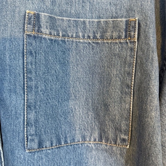 Old Navy Denim Button-Up Shirt XL - Classic Blue Jean Long Sleeve - Picture 7 of 8